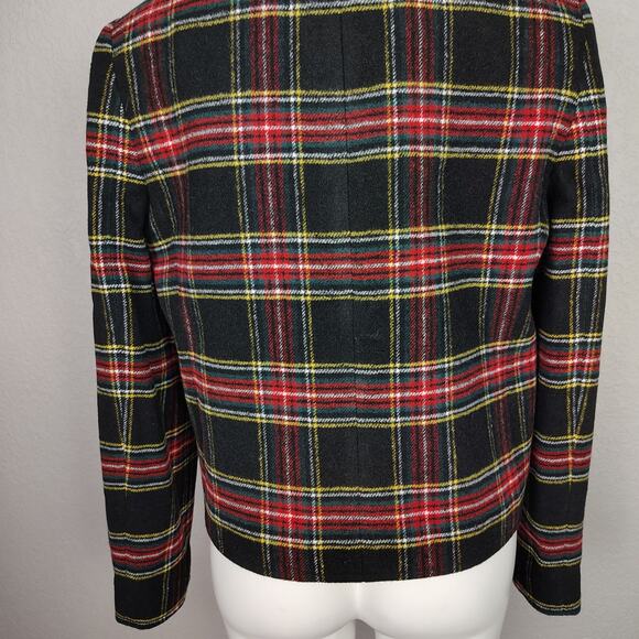 J. Crew Factory Stewart Tartan Wool-Blend Lady Jacket 12 Plaid Wool Blend Blazer - Picture 12 of 15